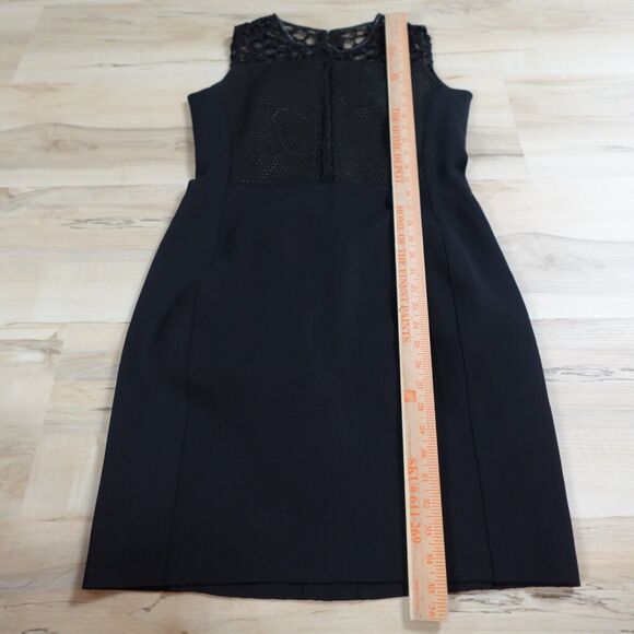 REED KRAKOFF Women 8 Dress Sheath Lamb Leather Silk Mesh Top Sleeveless Blacke - Picture 10 of 11